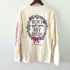 Southern Girl Prep long sleeve top size M cream Don't Quit Your Day Dream NWT